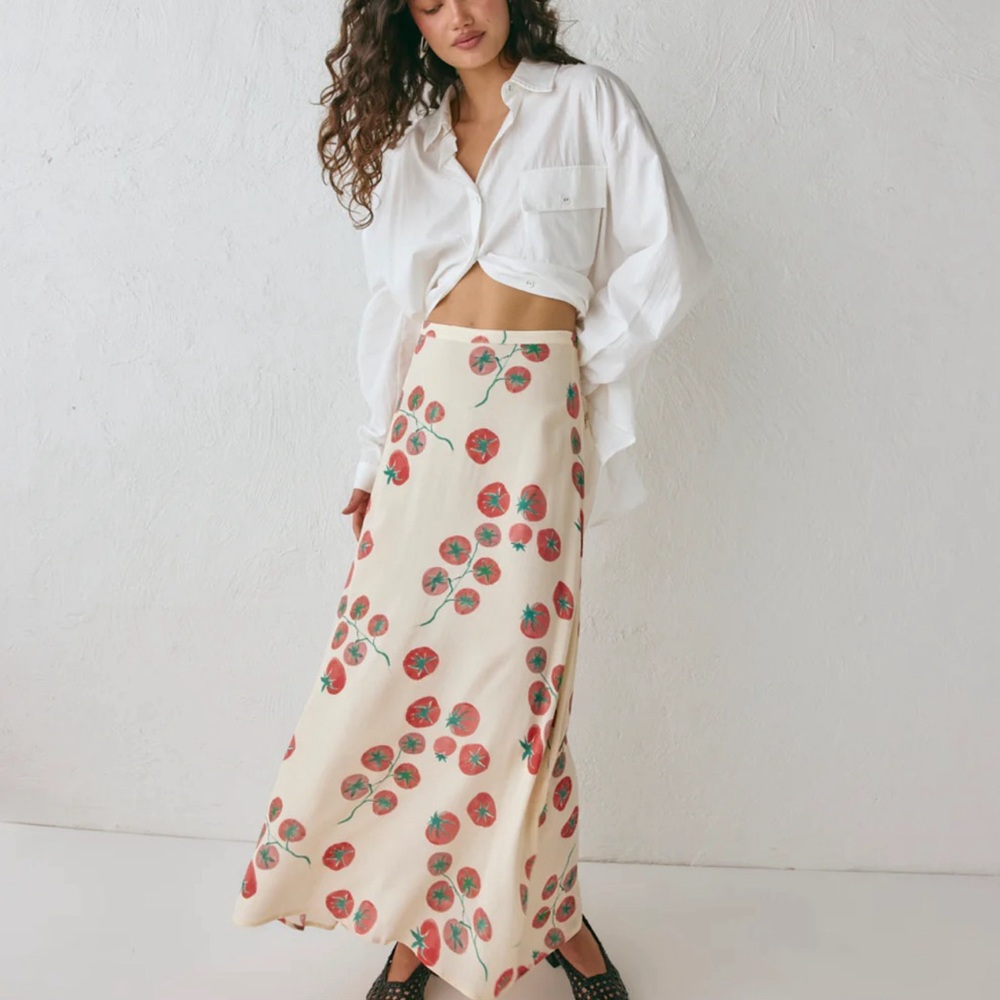 VRG GRL Brie Midi Skirt Roma - Tomato Print